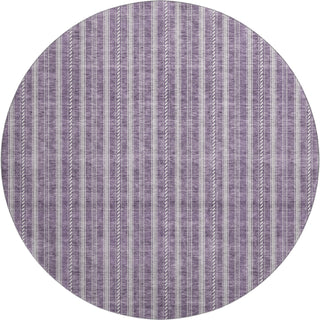 Piper Looms Mayfield Stripes AMF929 Purple Machine Washable Area Rug Round Main Image