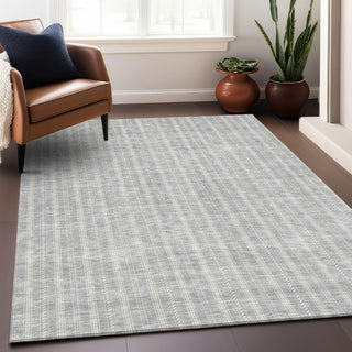 Piper Looms Mayfield Stripes AMF929 Silver Machine Washable Area Rug Lifestyle Image Feature