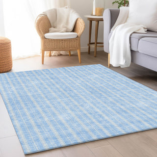Piper Looms Mayfield Stripes AMF929 Sky Machine Washable Area Rug Lifestyle Image Feature