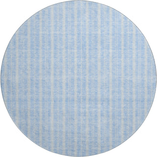 Piper Looms Mayfield Stripes AMF929 Sky Machine Washable Area Rug Round Main Image