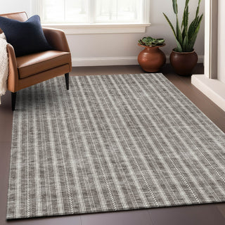 Piper Looms Mayfield Stripes AMF929 Taupe Machine Washable Area Rug Lifestyle Image Feature