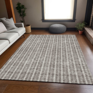 Piper Looms Mayfield Stripes AMF929 Taupe Machine Washable Area Rug Lifestyle Image Feature