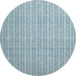 Piper Looms Mayfield Stripes AMF929 Teal Machine Washable Area Rug Round Main Image