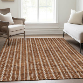 Piper Looms Mayfield Stripes AMF929 Terracotta Machine Washable Area Rug Lifestyle Image Feature