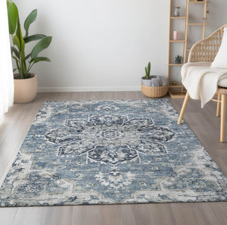 Piper Looms Mayfield Ornate AMF93 Blue Machine Washable Area Rug Lifestyle Image Feature