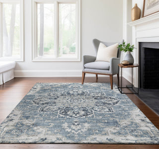 Piper Looms Mayfield Ornate AMF93 Blue Machine Washable Area Rug Lifestyle Image Feature