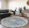 Piper Looms Mayfield Ornate AMF93 Blue Machine Washable Area Rug Round Lifestyle Image Feature