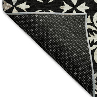 Piper Looms Mayfield Floral AMF930 Black Machine Washable Area Rug Backing Image