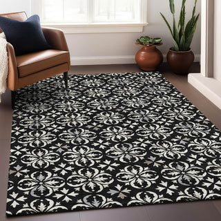 Piper Looms Mayfield Floral AMF930 Black Machine Washable Area Rug Lifestyle Image Feature