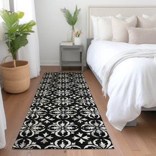 Piper Looms Mayfield Floral AMF930 Black Machine Washable Area Rug Runner Lifestyle Image Feature