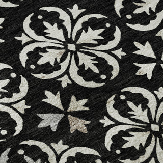 Piper Looms Mayfield Floral AMF930 Black Machine Washable Area Rug Swatch Image