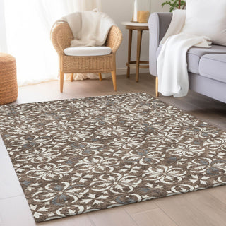 Piper Looms Mayfield Floral AMF930 Brown Machine Washable Area Rug Lifestyle Image Feature