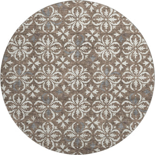 Piper Looms Mayfield Floral AMF930 Brown Machine Washable Area Rug Round Main Image