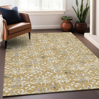 Piper Looms Mayfield Floral AMF930 Gold Machine Washable Area Rug Lifestyle Image Feature