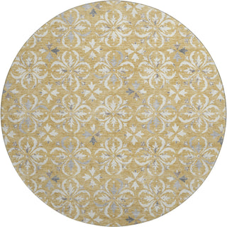 Piper Looms Mayfield Floral AMF930 Gold Machine Washable Area Rug Round Main Image