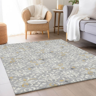 Piper Looms Mayfield Floral AMF930 Gray Machine Washable Area Rug Lifestyle Image Feature