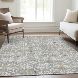 Piper Looms Mayfield Floral AMF930 Gray Machine Washable Area Rug Lifestyle Image Feature