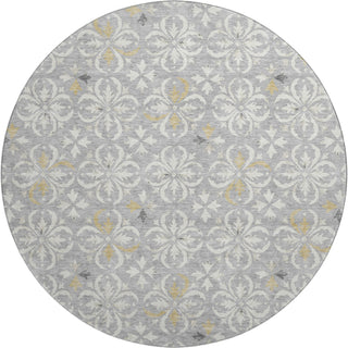 Piper Looms Mayfield Floral AMF930 Gray Machine Washable Area Rug Round Main Image