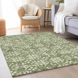 Piper Looms Mayfield Floral AMF930 Green Machine Washable Area Rug Lifestyle Image Feature