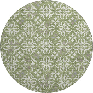 Piper Looms Mayfield Floral AMF930 Green Machine Washable Area Rug Round Main Image