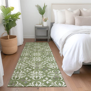 Piper Looms Mayfield Floral AMF930 Green Machine Washable Area Rug Runner Lifestyle Image Feature