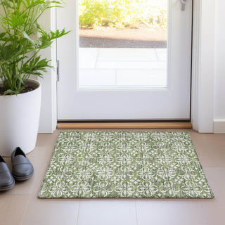 Piper Looms Mayfield Floral AMF930 Green Machine Washable Area Rug Scatter Lifestyle Image Feature