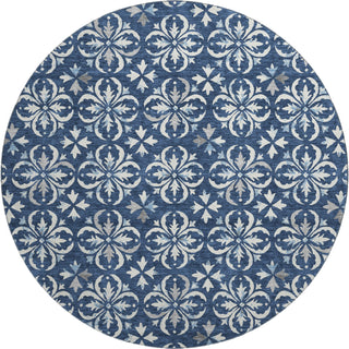 Piper Looms Mayfield Floral AMF930 Navy Machine Washable Area Rug Round Main Image