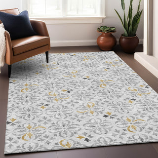 Piper Looms Mayfield Floral AMF930 Silver Machine Washable Area Rug Lifestyle Image Feature