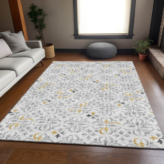 Piper Looms Mayfield Floral AMF930 Silver Machine Washable Area Rug Lifestyle Image Feature