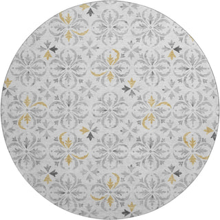 Piper Looms Mayfield Floral AMF930 Silver Machine Washable Area Rug Round Main Image