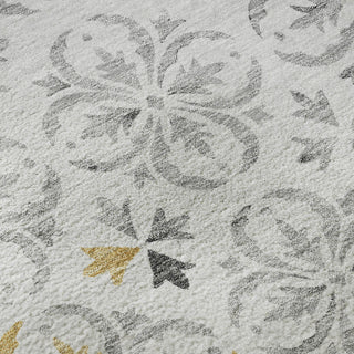 Piper Looms Mayfield Floral AMF930 Silver Machine Washable Area Rug Swatch Image