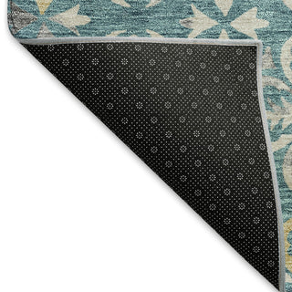 Piper Looms Mayfield Floral AMF930 Teal Machine Washable Area Rug Backing Image