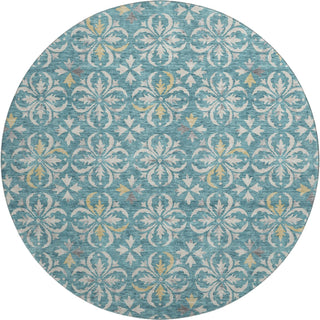 Piper Looms Mayfield Floral AMF930 Teal Machine Washable Area Rug Round Main Image