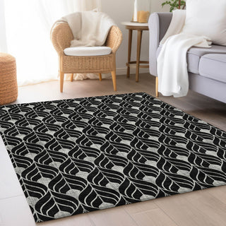 Piper Looms Mayfield Geometric AMF931 Black Machine Washable Area Rug Lifestyle Image Feature