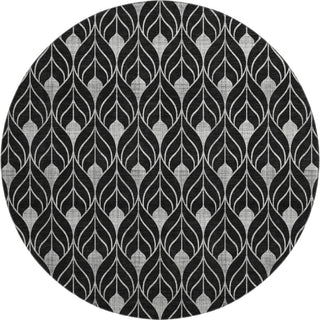 Piper Looms Mayfield Geometric AMF931 Black Machine Washable Area Rug Round Main Image