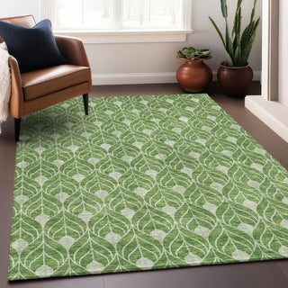 Piper Looms Mayfield Geometric AMF931 Green Machine Washable Area Rug Lifestyle Image Feature
