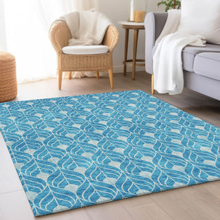 Piper Looms Mayfield Geometric AMF931 Teal Machine Washable Area Rug Lifestyle Image Feature