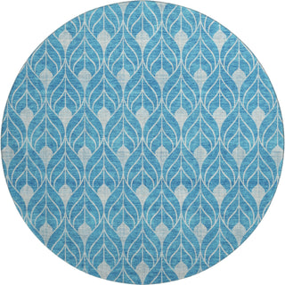Piper Looms Mayfield Geometric AMF931 Teal Machine Washable Area Rug Round Main Image