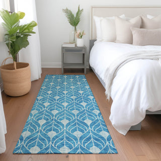 Piper Looms Mayfield Geometric AMF931 Teal Machine Washable Area Rug Runner Lifestyle Image Feature