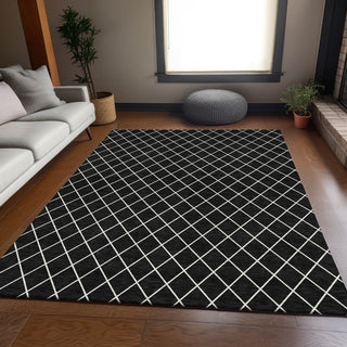 Piper Looms Mayfield Diamonds AMF932 Black Machine Washable Area Rug Lifestyle Image Feature