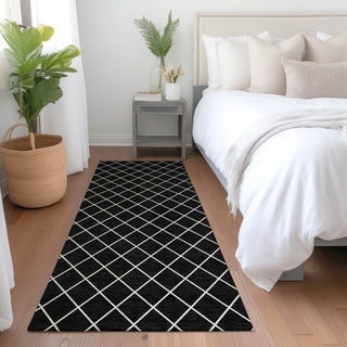 Piper Looms Mayfield Diamonds AMF932 Black Machine Washable Area Rug Runner Lifestyle Image Feature