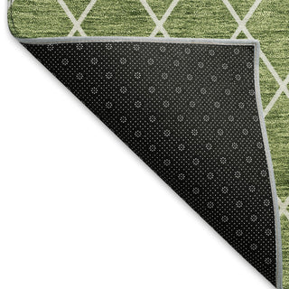 Piper Looms Mayfield Diamonds AMF932 Green Machine Washable Area Rug Backing Image