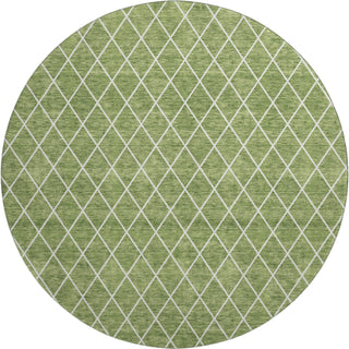 Piper Looms Mayfield Diamonds AMF932 Green Machine Washable Area Rug Round Main Image