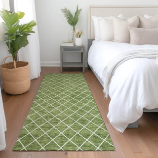 Piper Looms Mayfield Diamonds AMF932 Green Machine Washable Area Rug Runner Lifestyle Image Feature