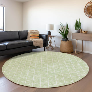 Piper Looms Mayfield Diamonds AMF932 Mint Machine Washable Area Rug Round Lifestyle Image Feature