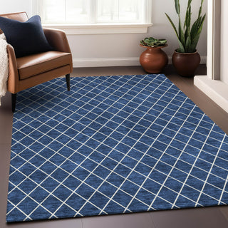 Piper Looms Mayfield Diamonds AMF932 Navy Machine Washable Area Rug Lifestyle Image Feature