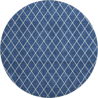 Piper Looms Mayfield Diamonds AMF932 Navy Machine Washable Area Rug Round Main Image