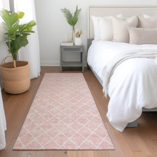 Piper Looms Mayfield Diamonds AMF932 Pink Machine Washable Area Rug Runner Lifestyle Image Feature