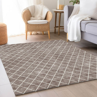 Piper Looms Mayfield Diamonds AMF932 Taupe Machine Washable Area Rug Lifestyle Image Feature