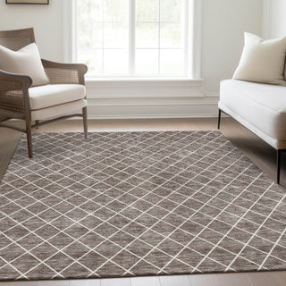 Piper Looms Mayfield Diamonds AMF932 Taupe Machine Washable Area Rug Lifestyle Image Feature